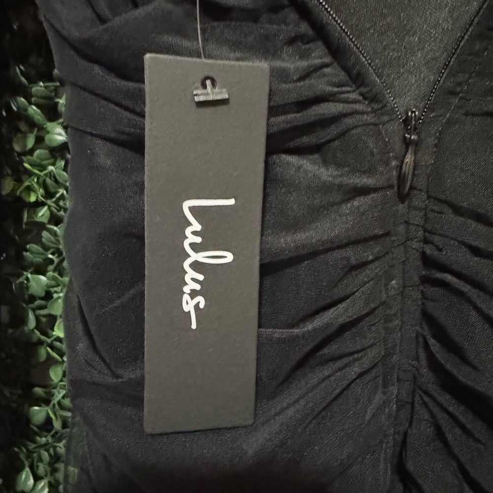 LULU'S Impressive Flirt Black Mesh
Ruched Mock Neck Midi Dress in BLACK - Picture 8 of 16